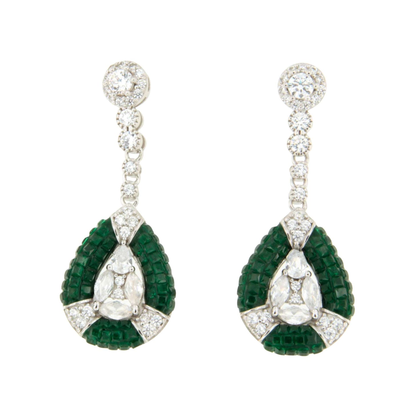 Pendientes MIREL, en plata 1ª ley con circonitas en engaste invisible (Copia)