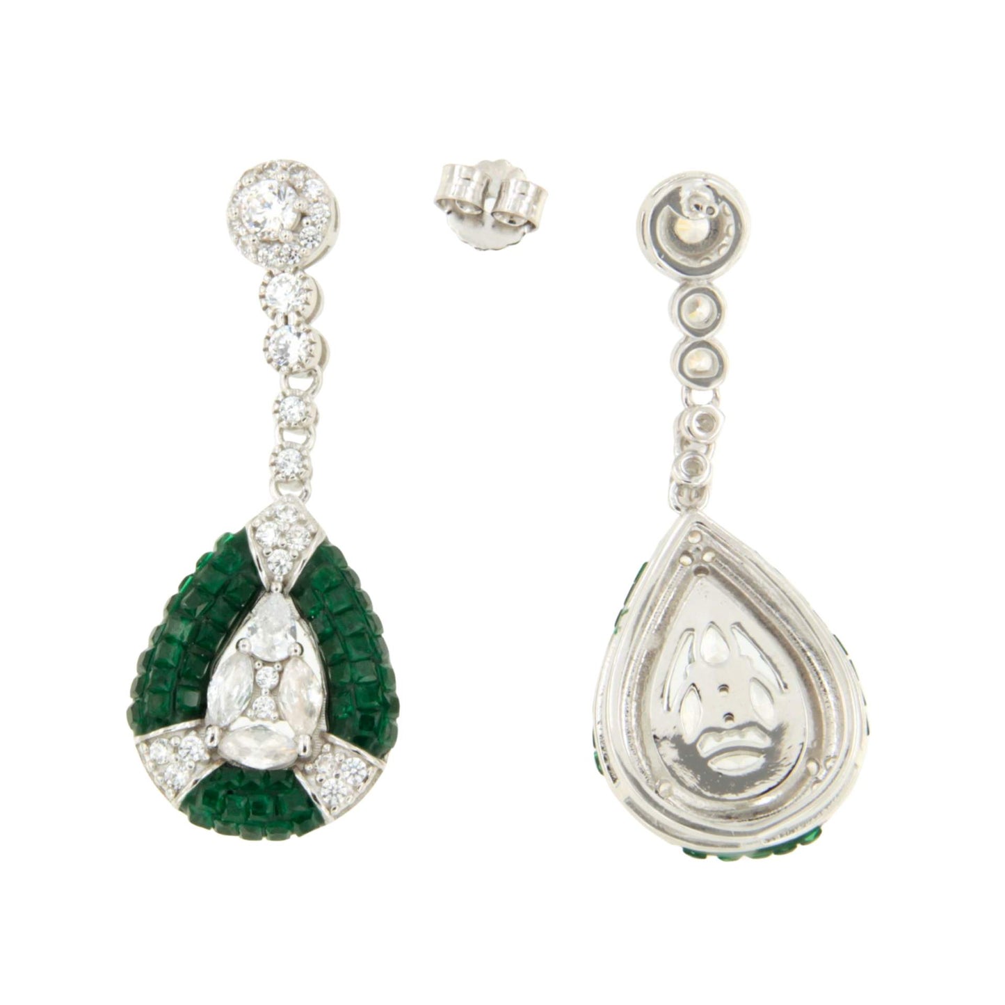 Pendientes MIREL, en plata 1ª ley con circonitas en engaste invisible (Copia)