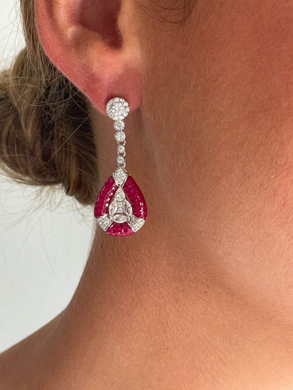 Pendientes MIREL, en plata 1ª ley con circonitas en engaste invisible (Copia)