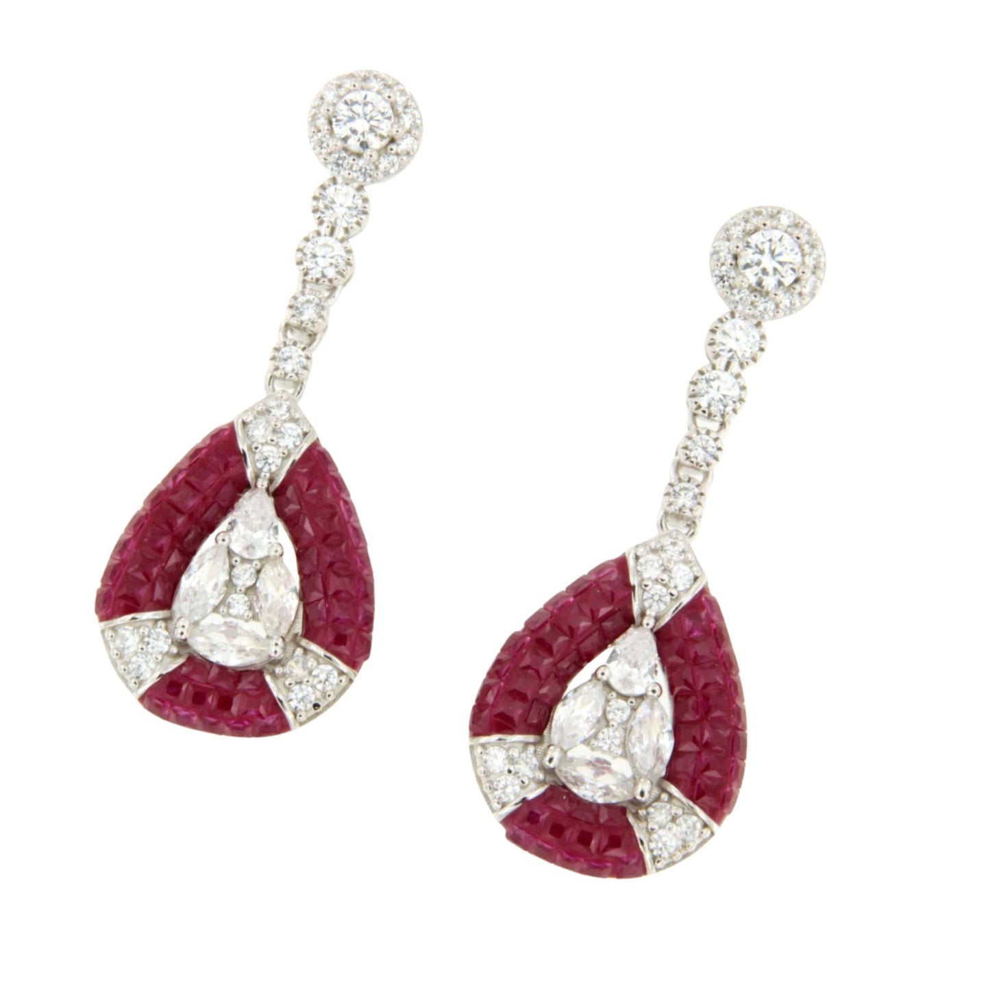 Pendientes MIREL, en plata 1ª ley con circonitas en engaste invisible (Copia)