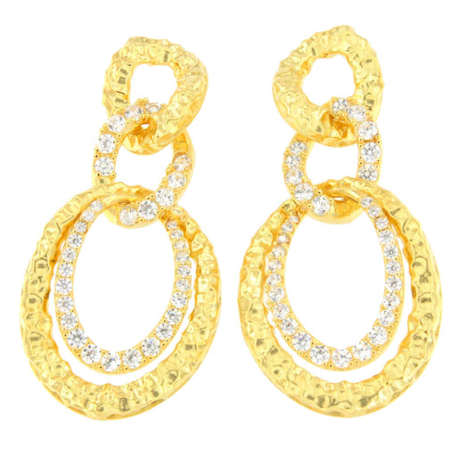 KALIA oval earrings, in sterling silver plated in 18-karat gold with cubic zirconia