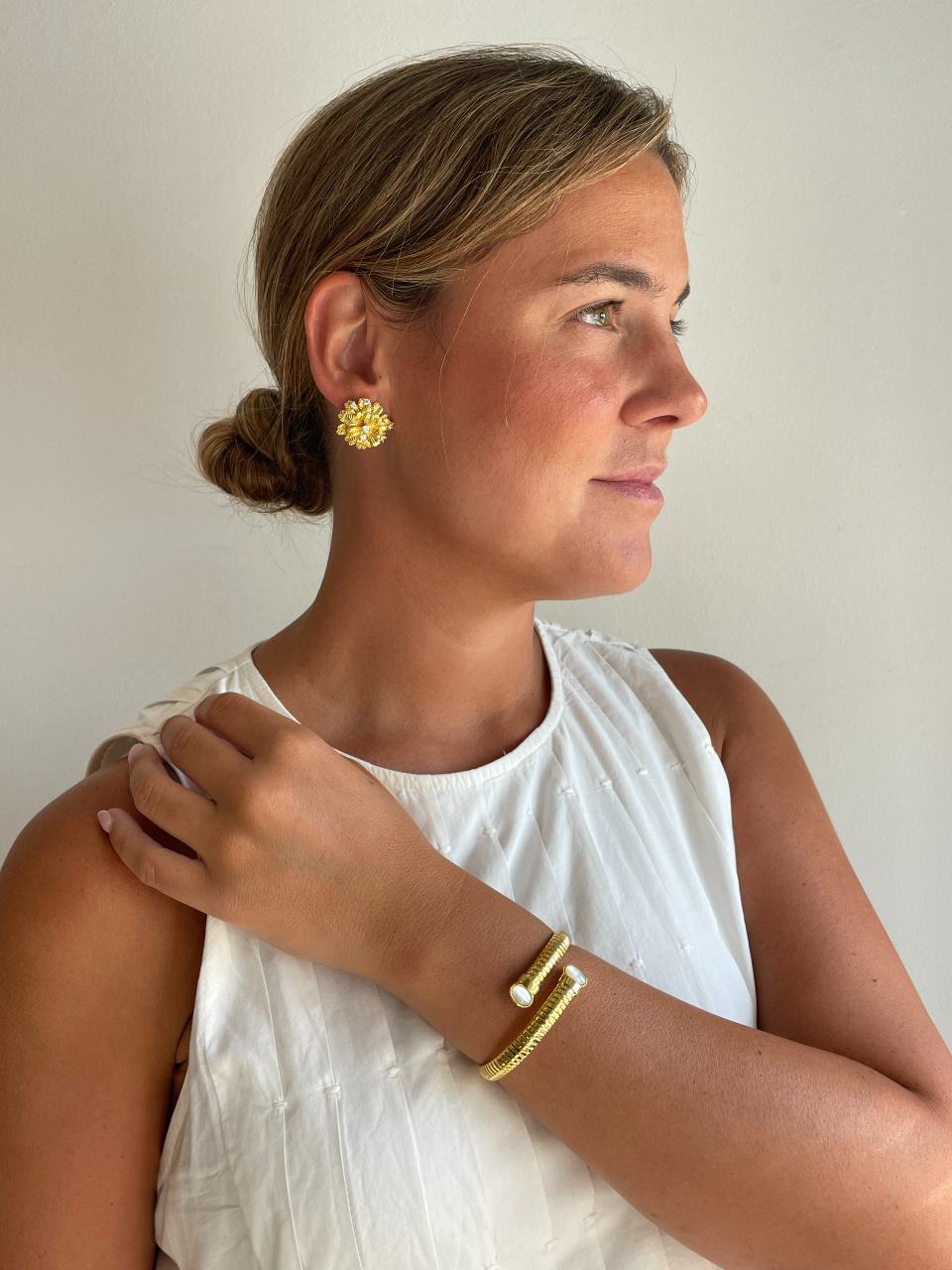 Pulsera ELANIS articulada de plata bañada en oro de 18 ktes