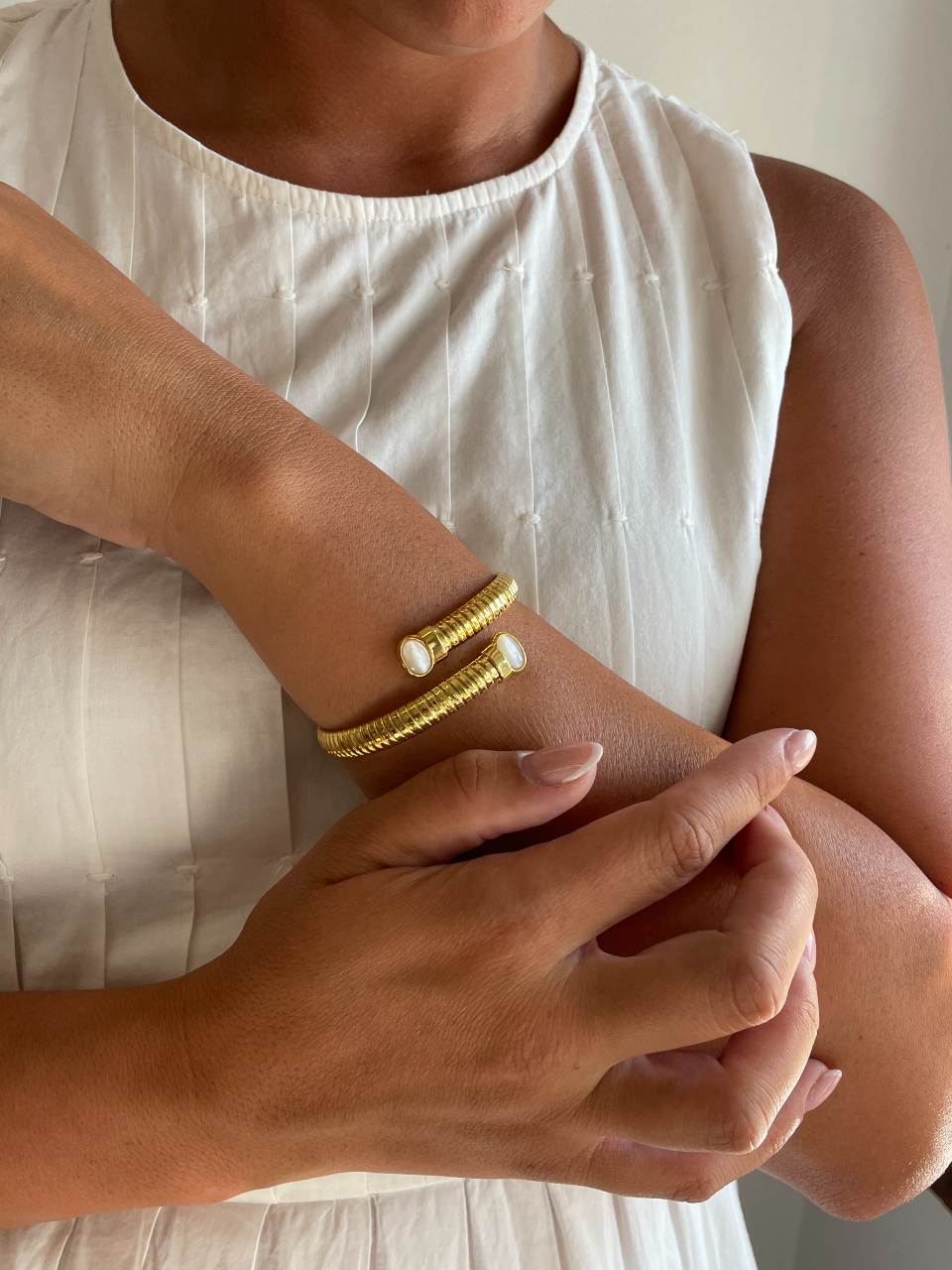 Pulsera ELANIS articulada de plata bañada en oro de 18 ktes
