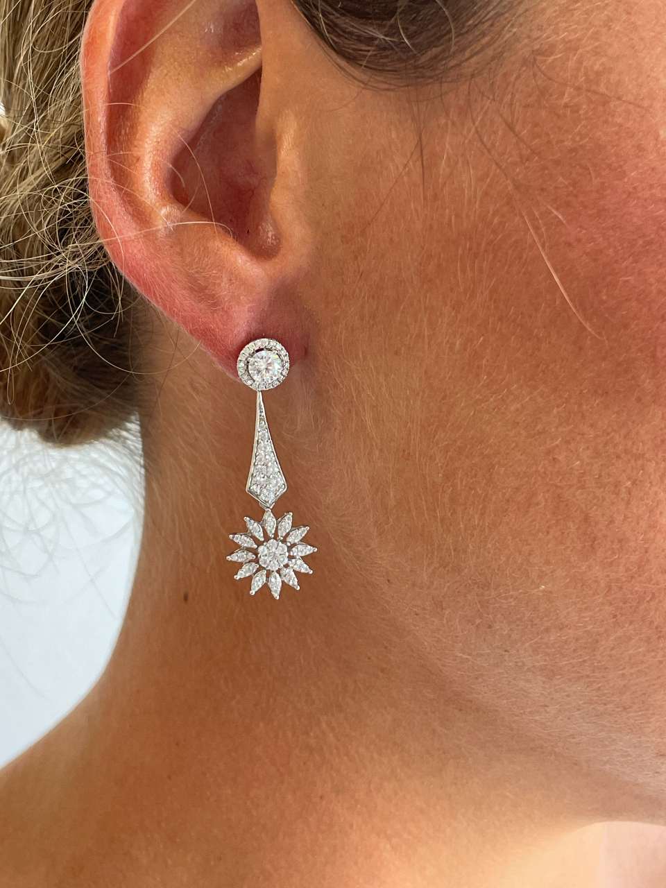 Colgantes BARBADOS , para pendientes desmontables en plata con circonitas