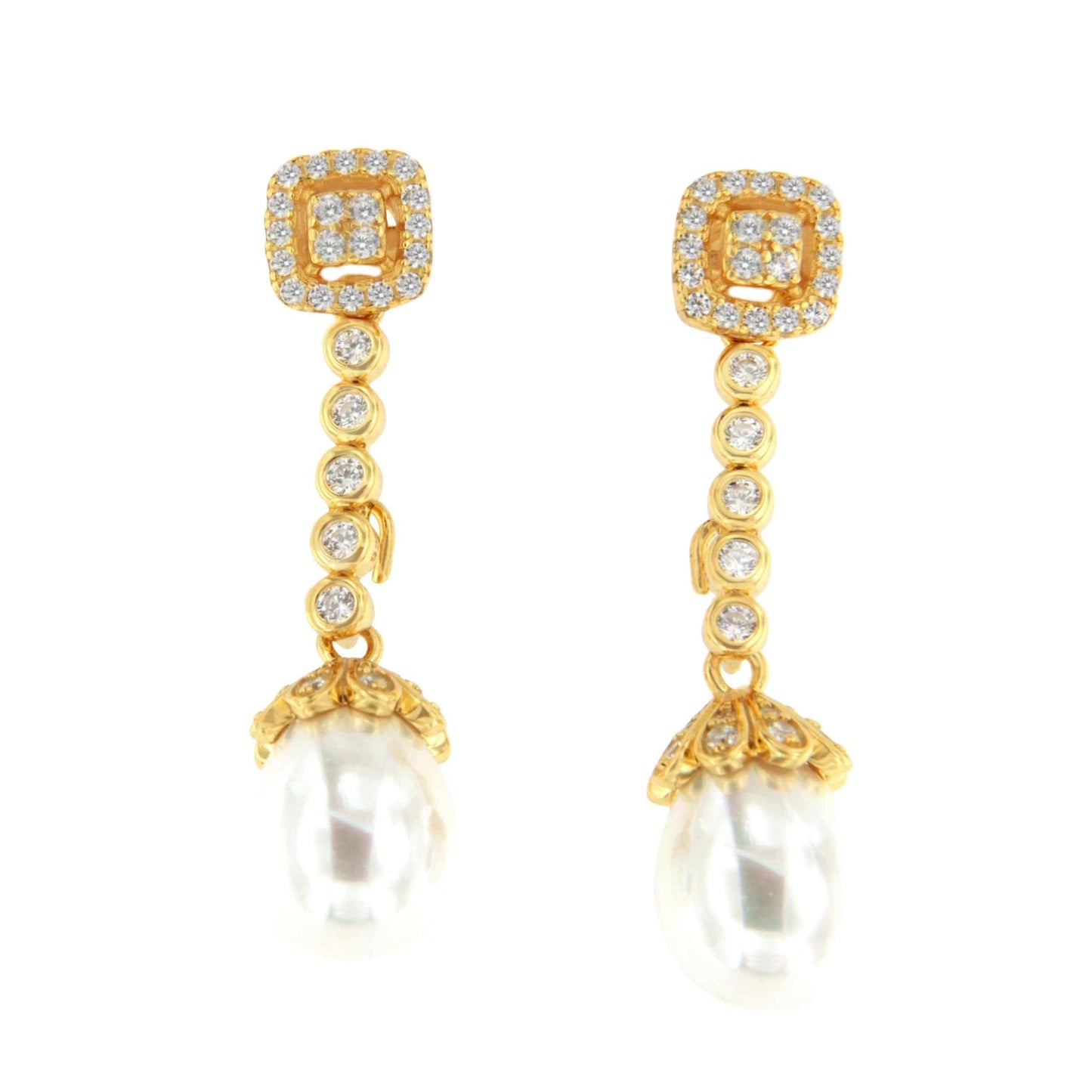 Pendientes TOBAGO desmontables de circonitas en plata rodiada/ baño oro 18 ktes