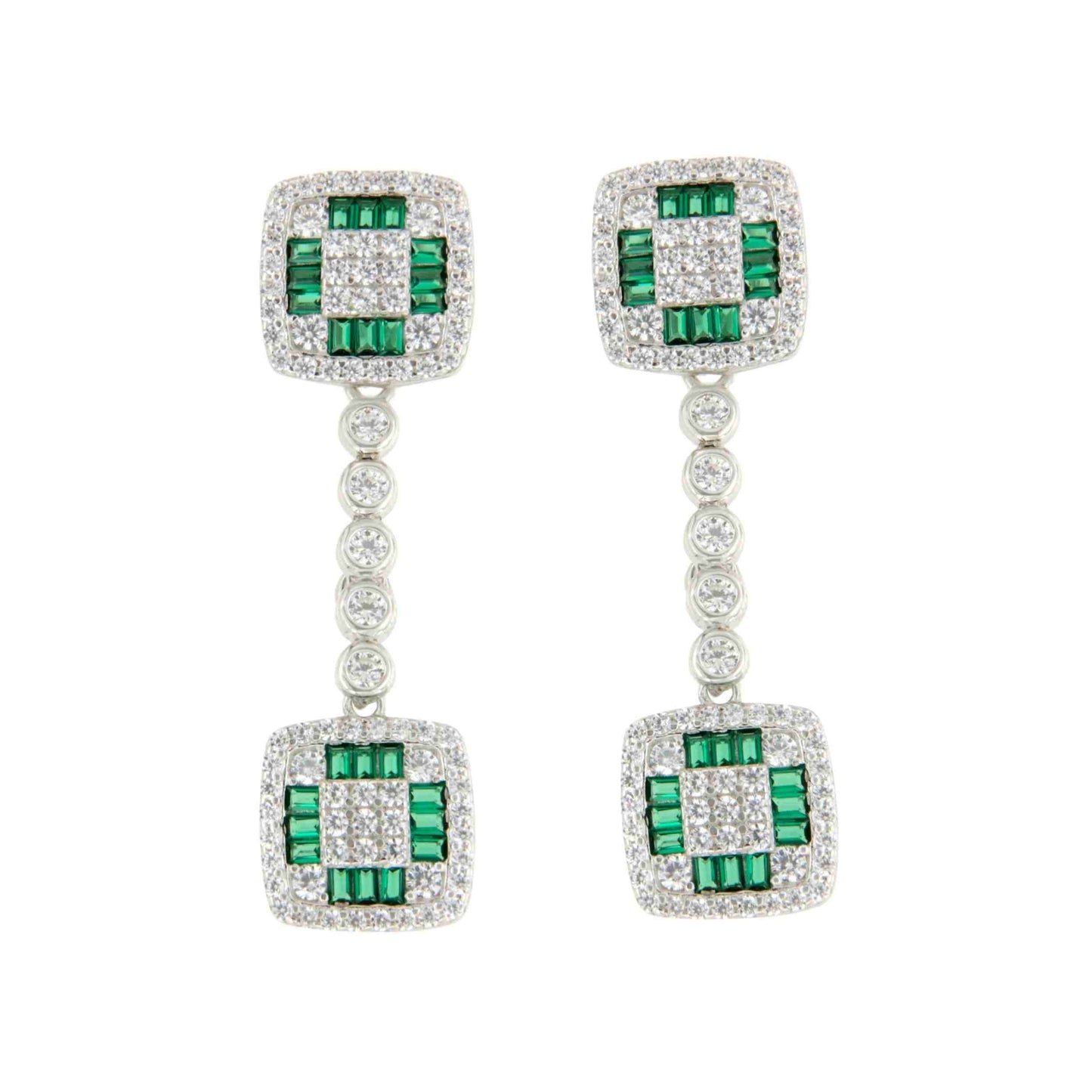Pendientes SAN MARTIN desmontables en plata con circonitas zafiro/ esmeralda/ rubí