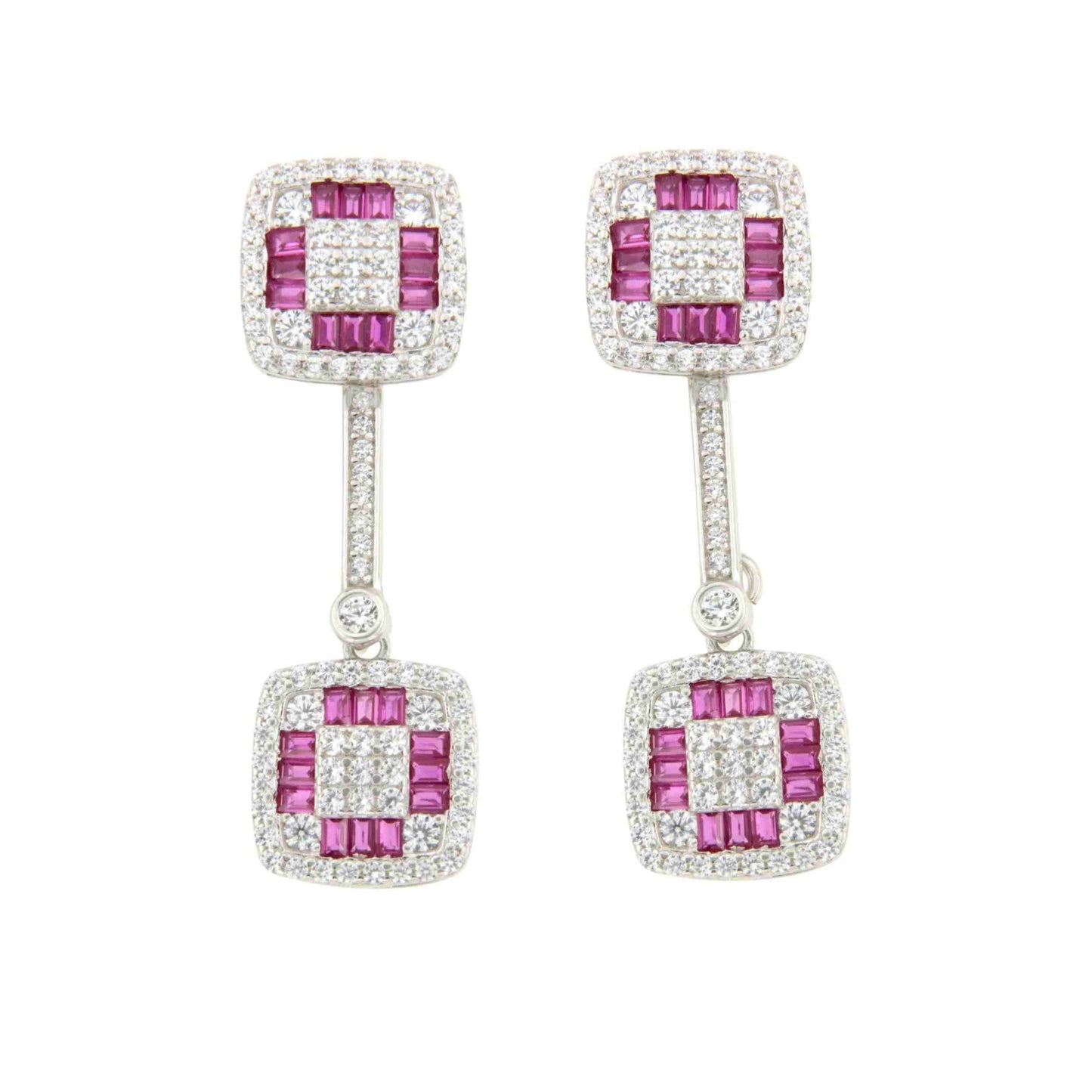 Pendientes SAN MARTIN desmontables en plata con circonitas zafiro/ esmeralda/ rubí