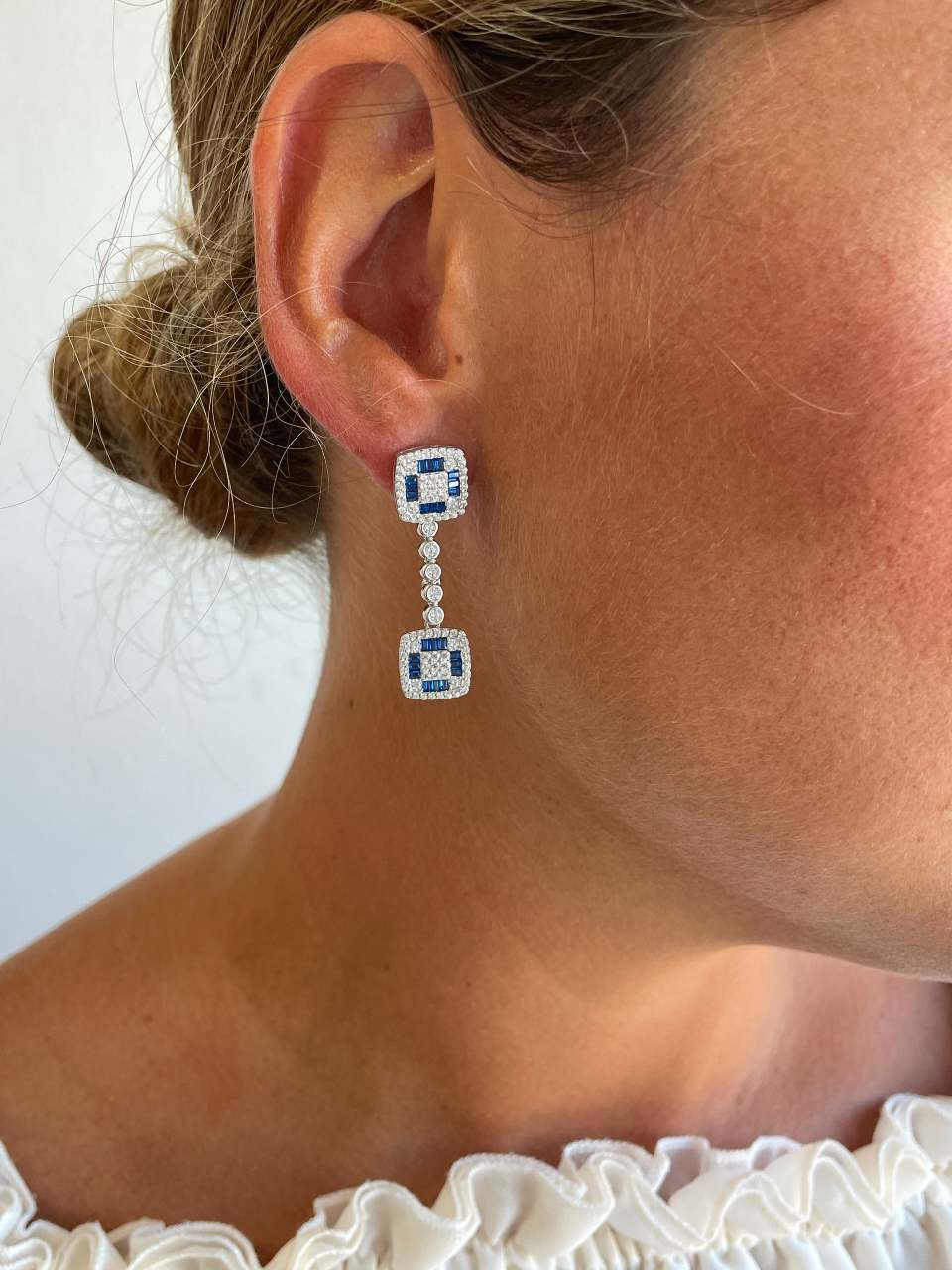 Pendientes SAN MARTIN desmontables en plata con circonitas zafiro/ esmeralda/ rubí