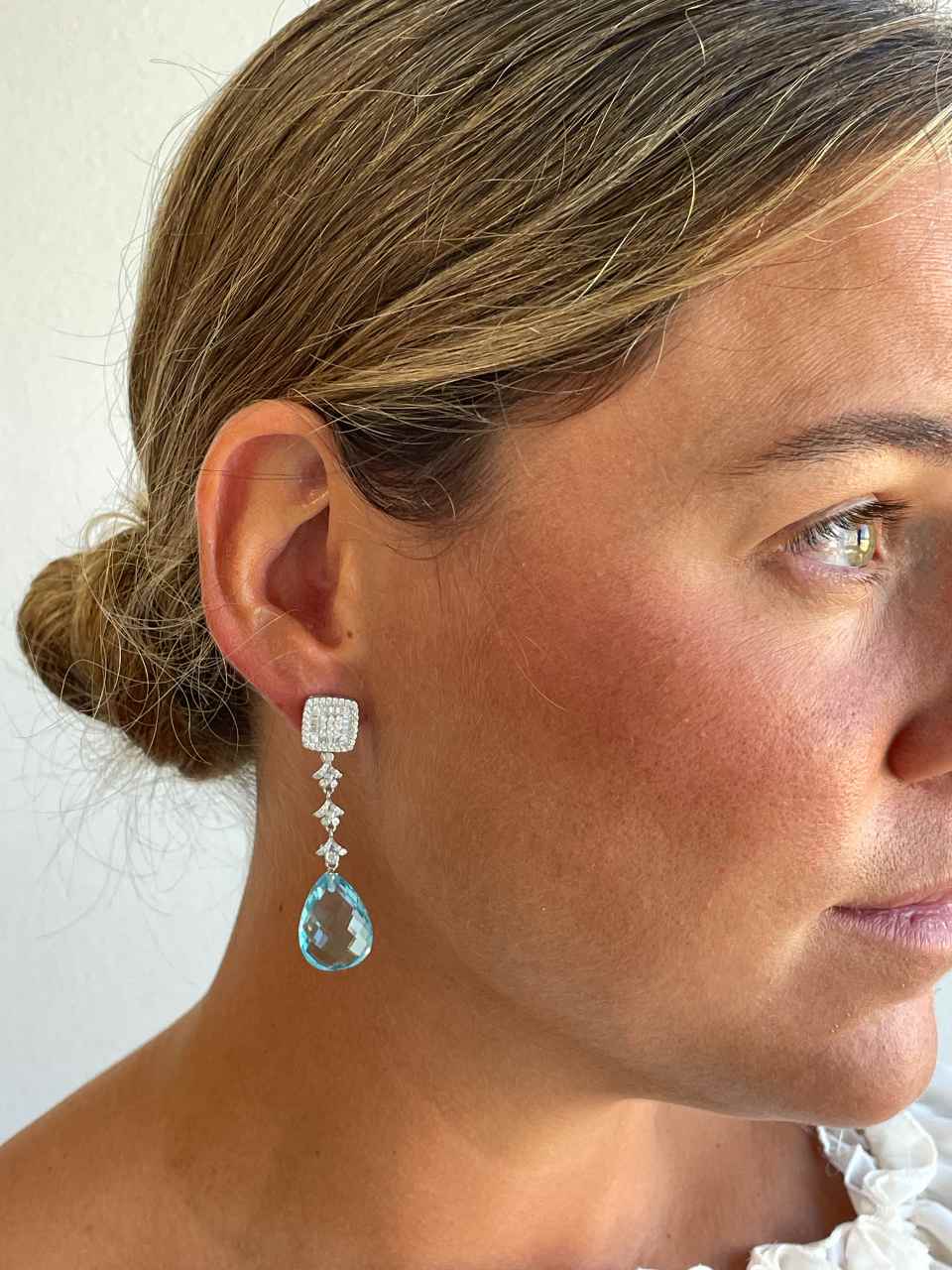 SAN MARTIN detachable earrings in silver with sapphire/ emerald/ ruby cubic zirconia