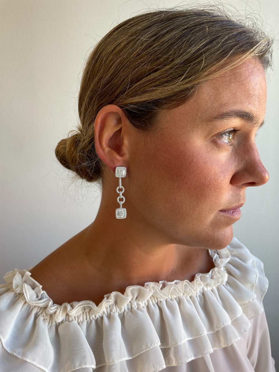 Pendientes SAN MARTIN desmontables en plata con circonitas zafiro/ esmeralda/ rubí