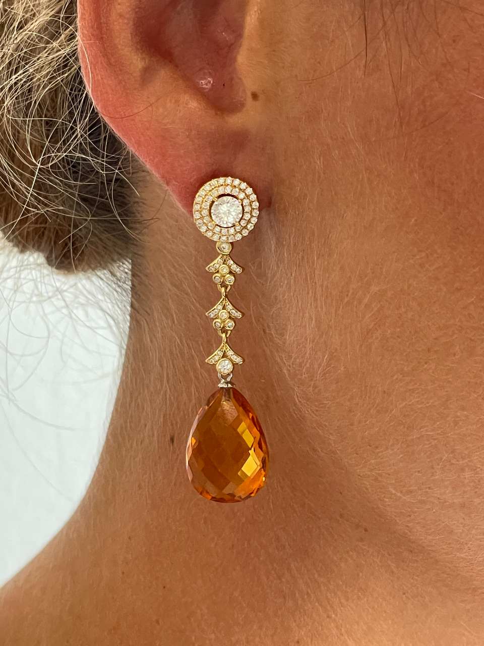 MONTSERRAT earrings, double detachable rosettes in silver with cubic zirconia