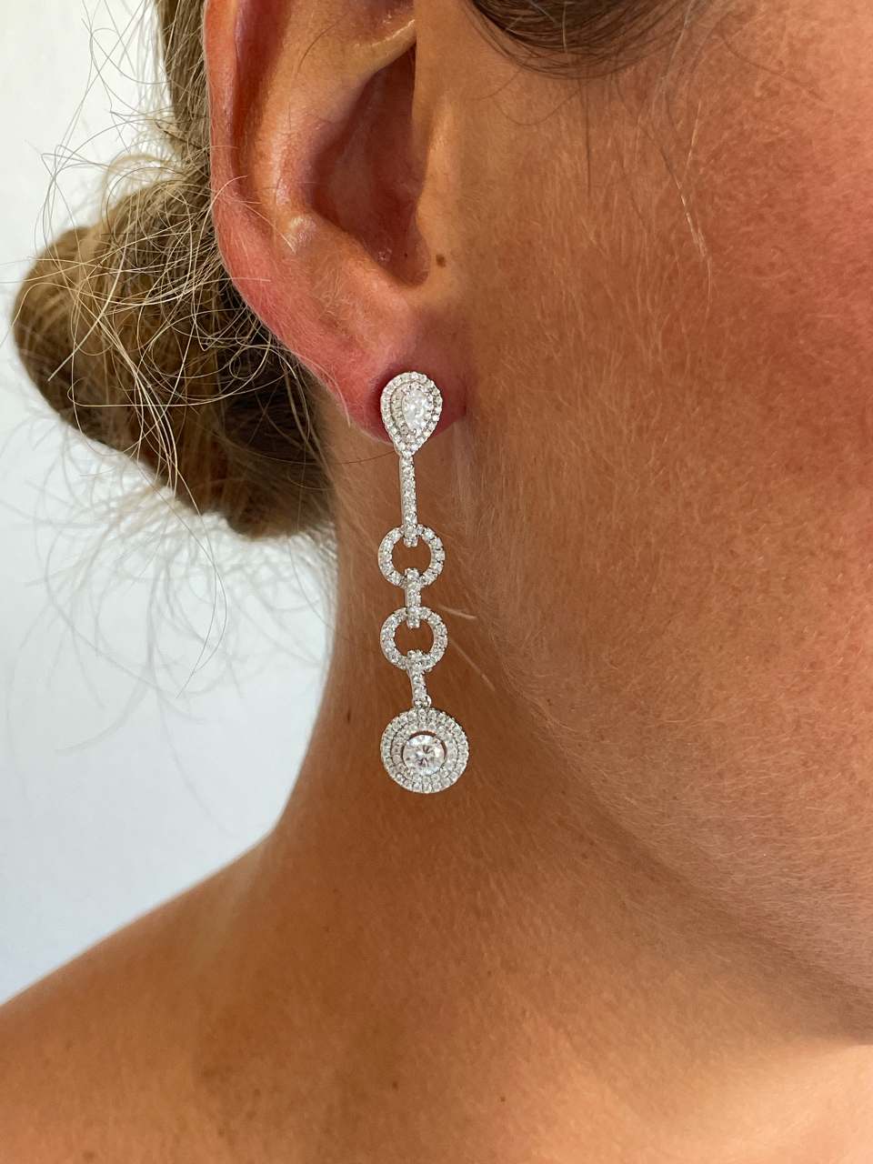 Colgantes SAONA , para pendientes desmontables en plata con circonitas