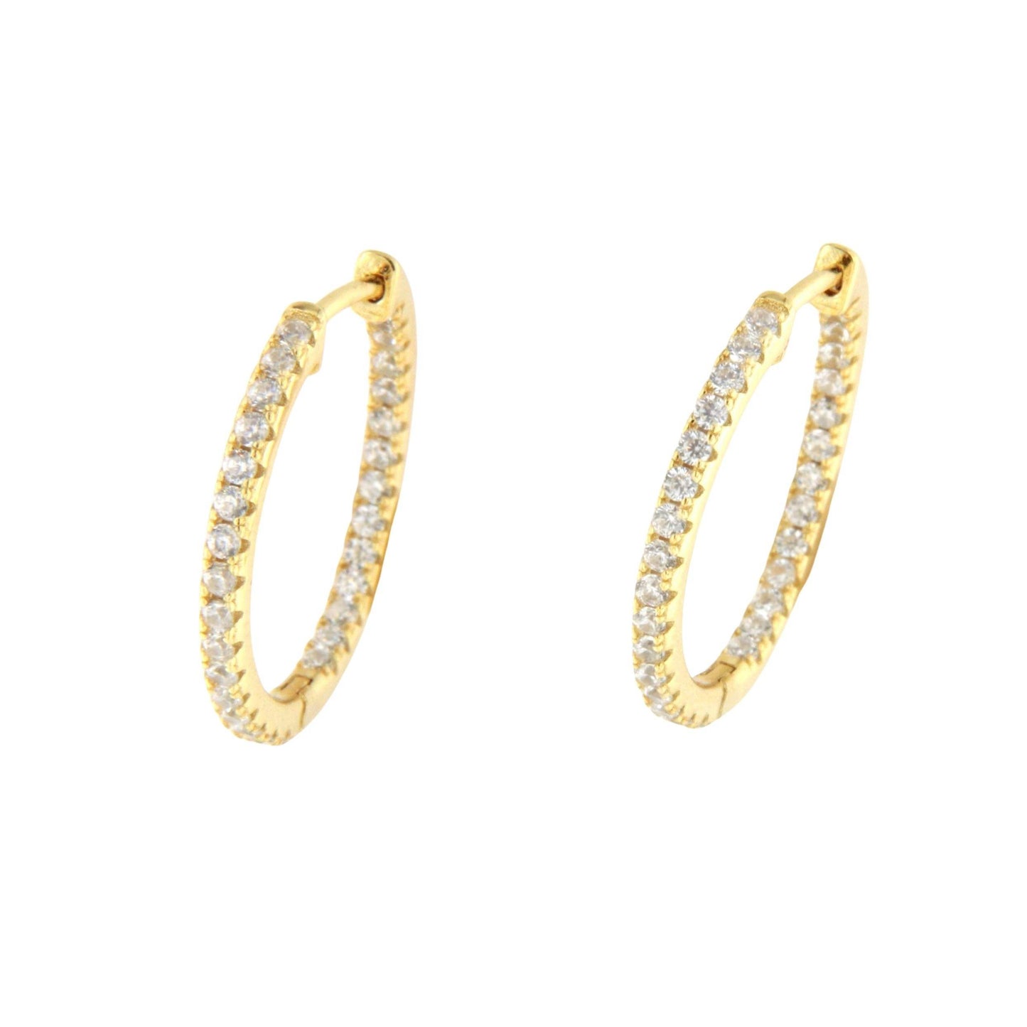 Argollas SANTA LUCIA , de circonitas y plata de ley rodiada/ bañada en oro