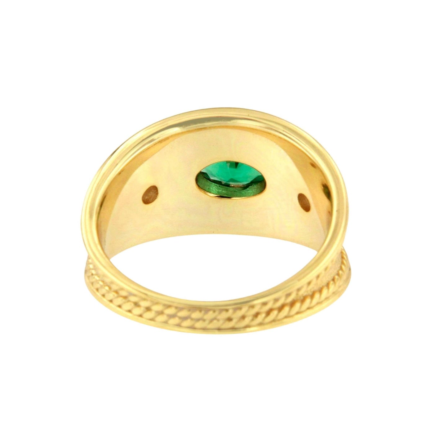 Anillo BACALAR plata con baño de oro 18 kilates, cuarzo verde y circonita
