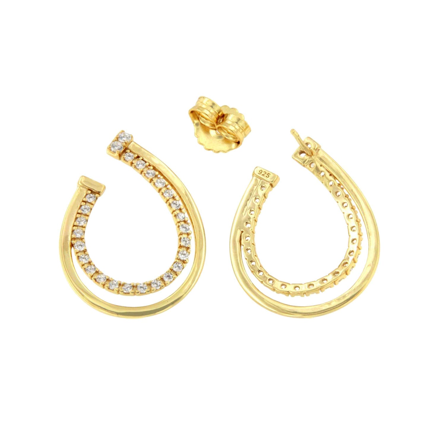 Argollas CONTADORA en plata 1ª ley bañada oro y circonitas