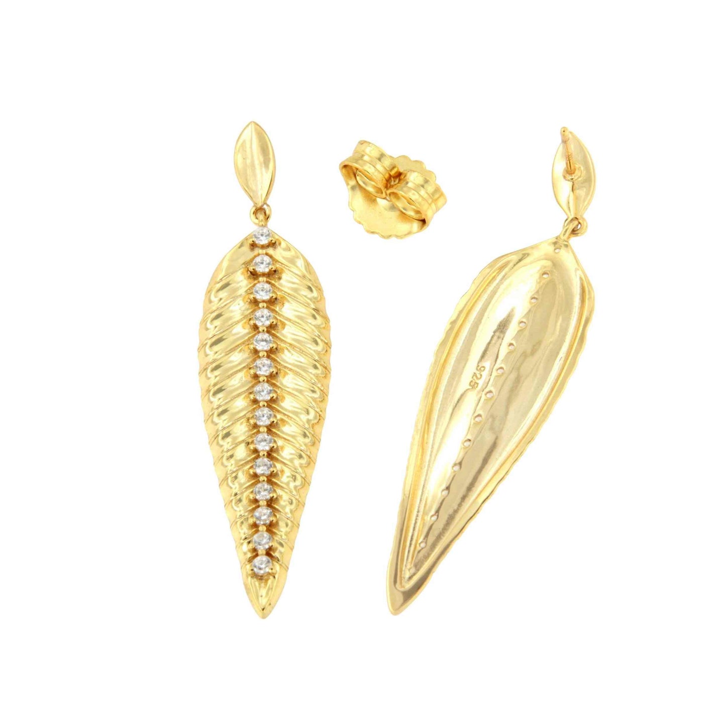 Pendientes ABACO, hojas en plata 1ª ley bañada