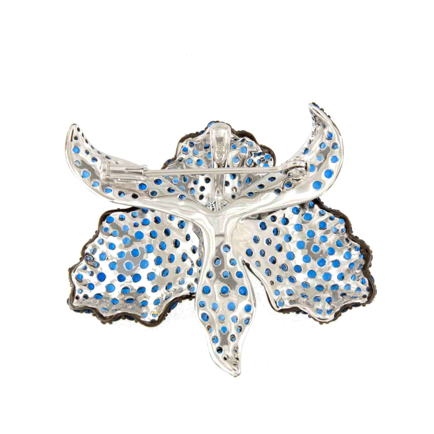 Broche FIORA de plata 925 ml con circonitas color rubi/ esmeralda/ zafiro