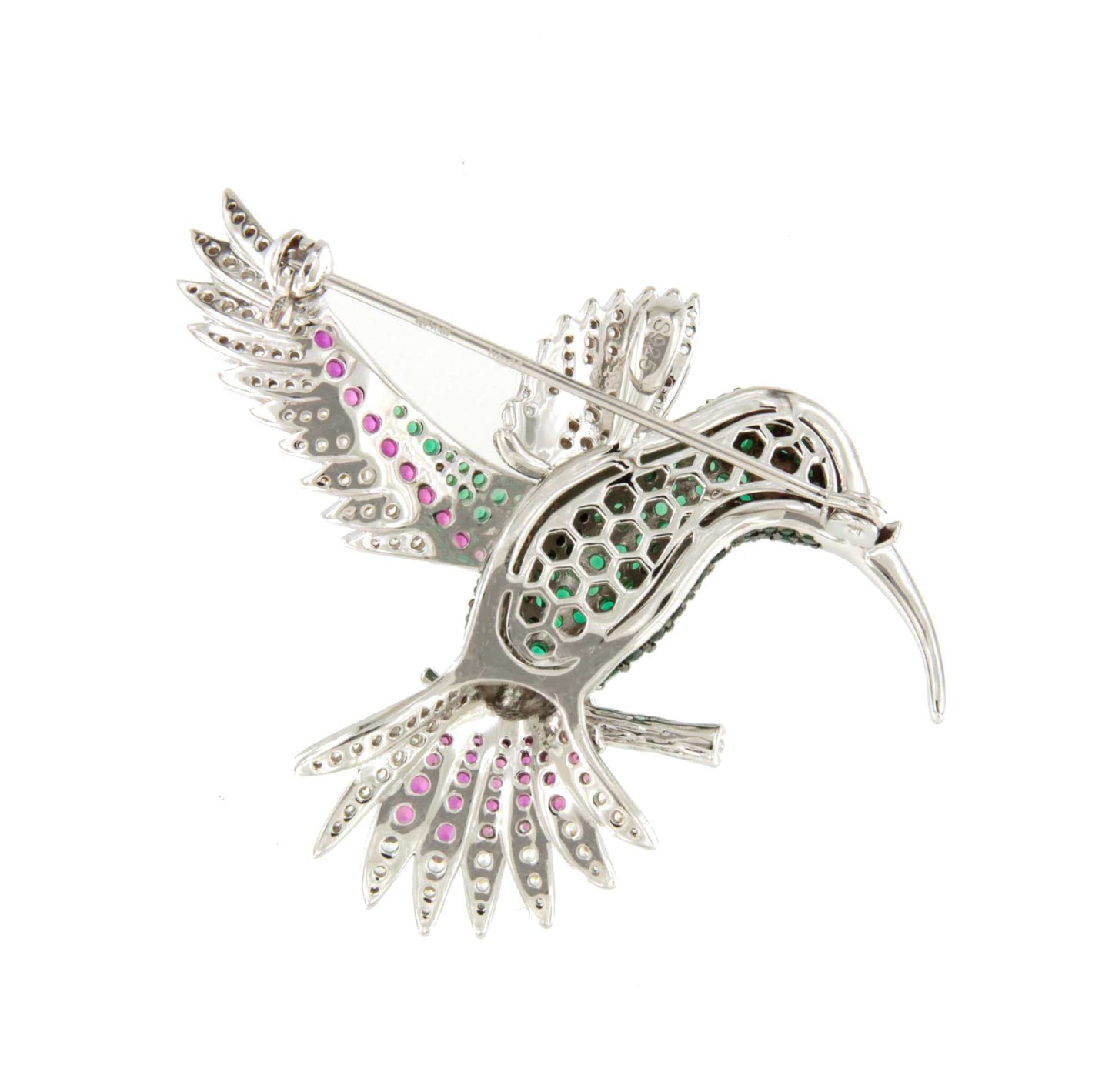 Broche COLIBRÍ de plata 925 ml con circonitas