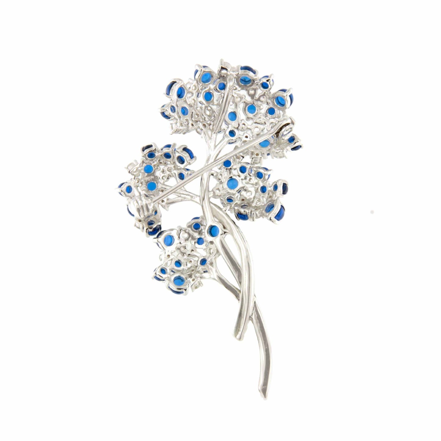 Broche PEINETA de plata 925 ml con circonitas color esmeralda/ zafiro