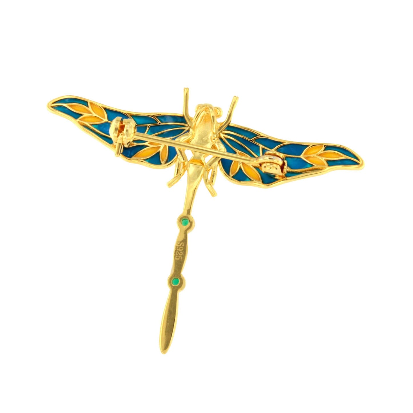 Broche LIBÉLULA plata de 925 ml con baño de oro amarillo 18 ktes y esmalte