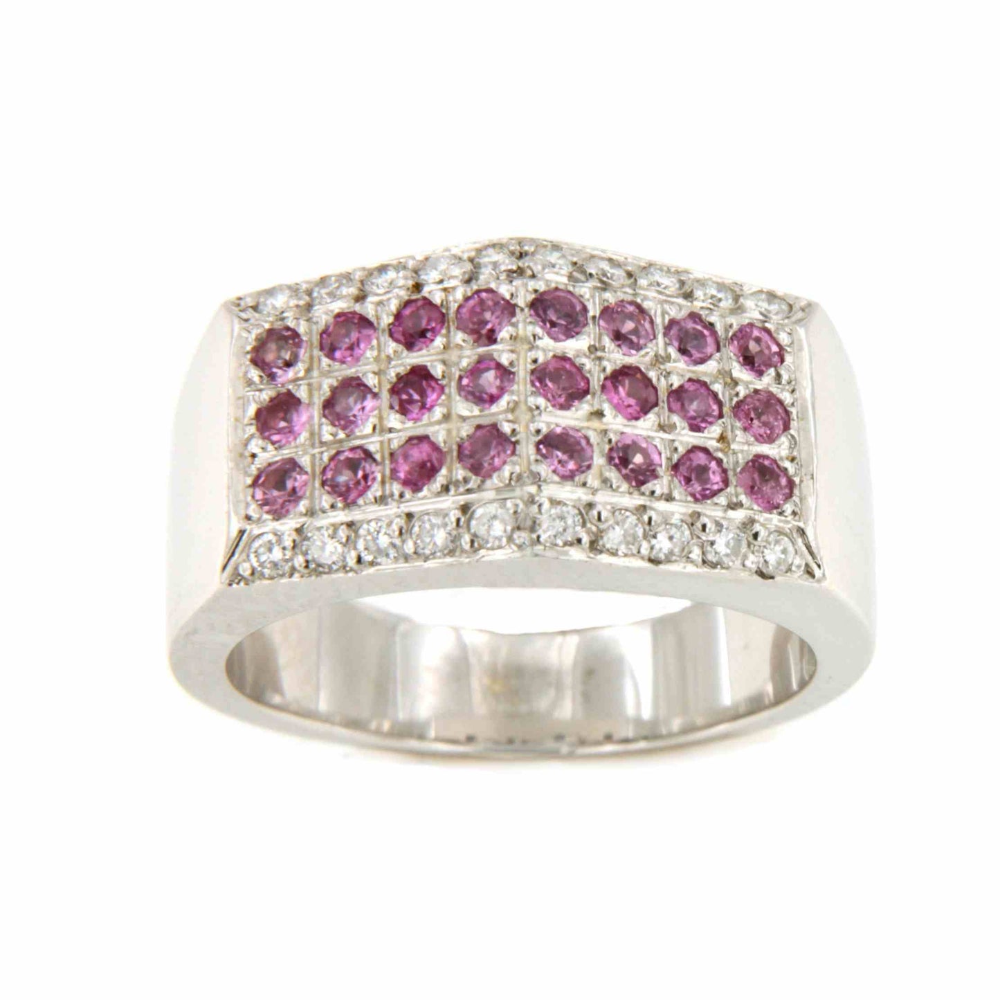 Anillo FUENLABRADA en oro blanco 18 kilates con zafiros y brillantes.