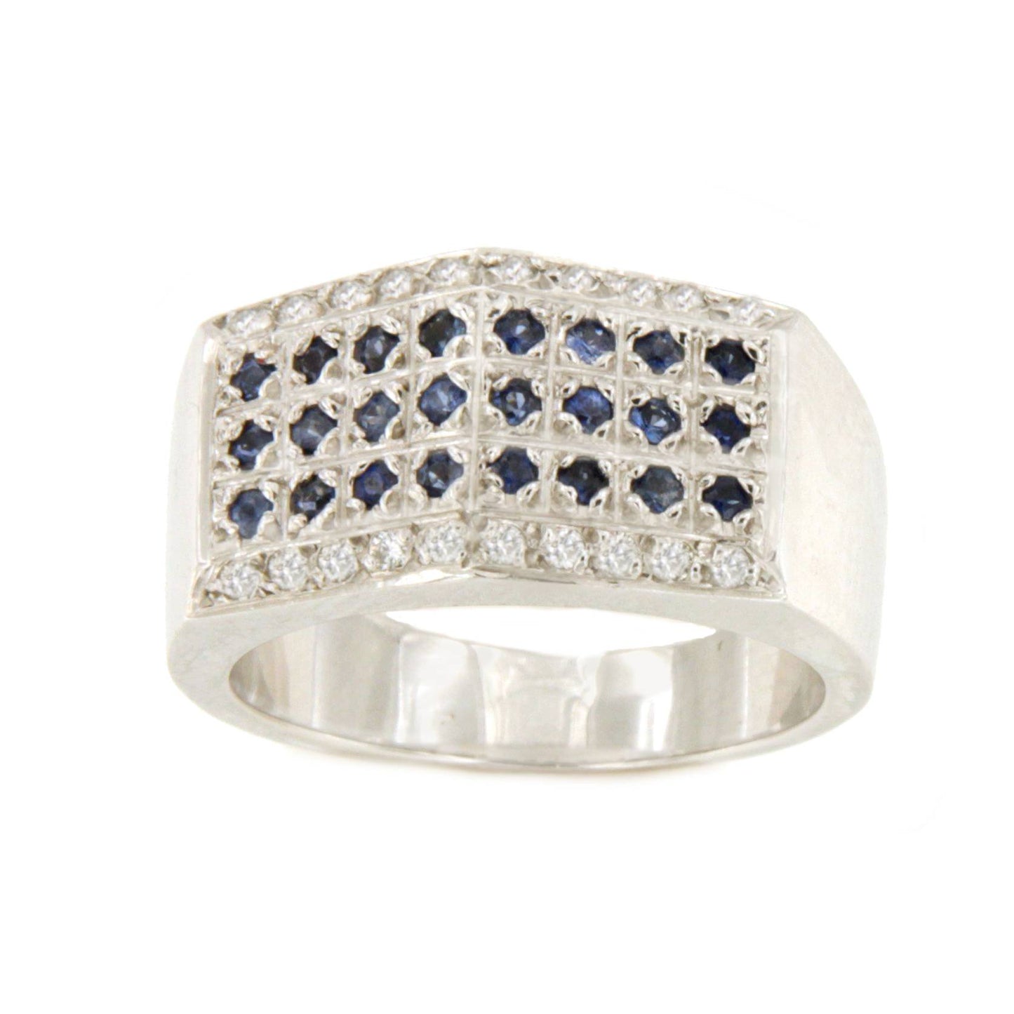 Anillo FUENLABRADA en oro blanco 18 kilates con zafiros y brillantes.