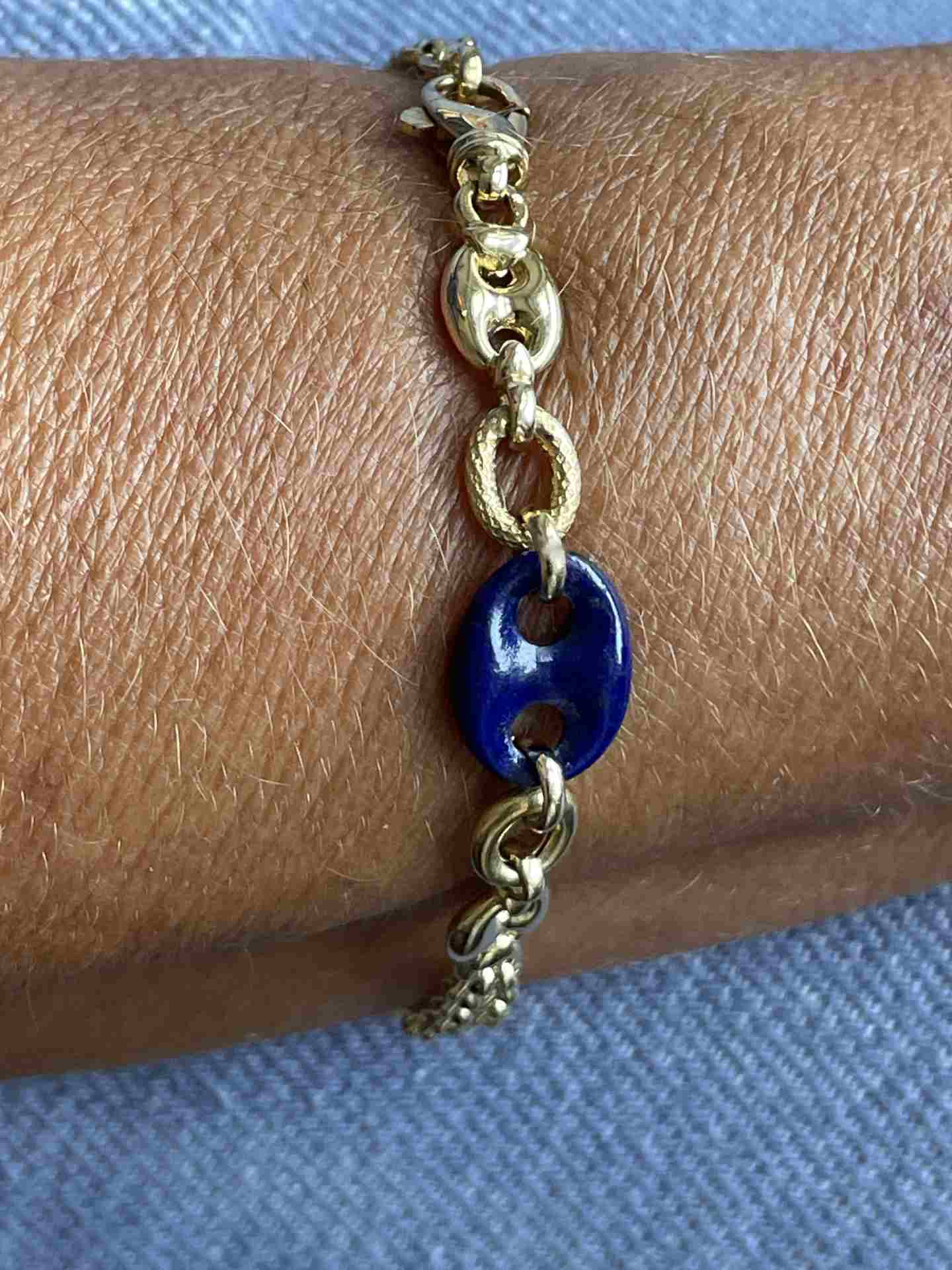 Pulsera ANGOULEME de oro amarillo de 18 ktes con lapislázuli