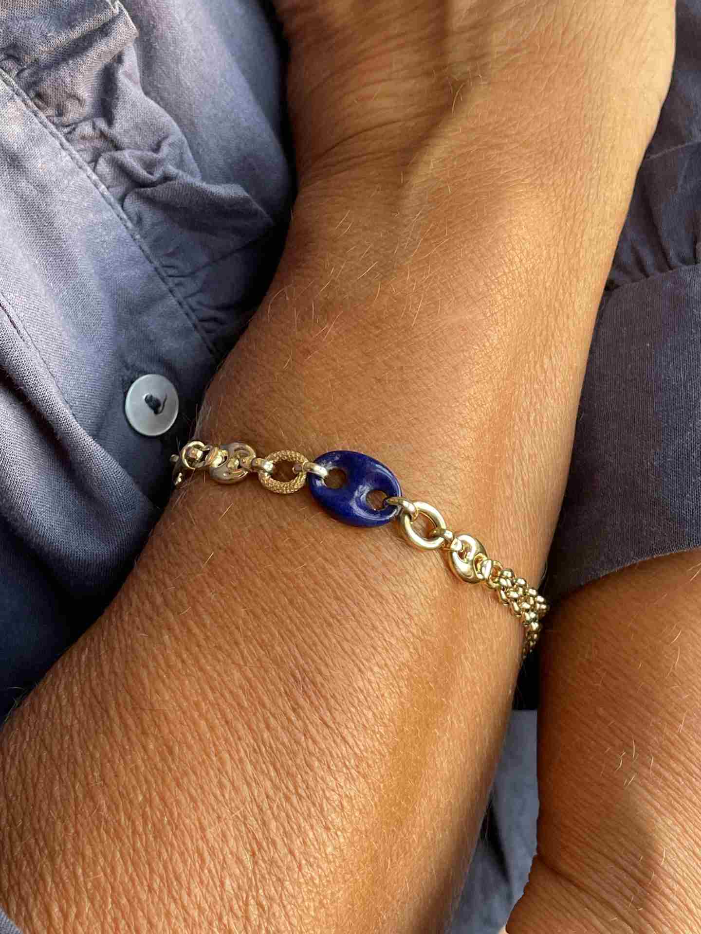 Pulsera ANGOULEME de oro amarillo de 18 ktes con lapislázuli