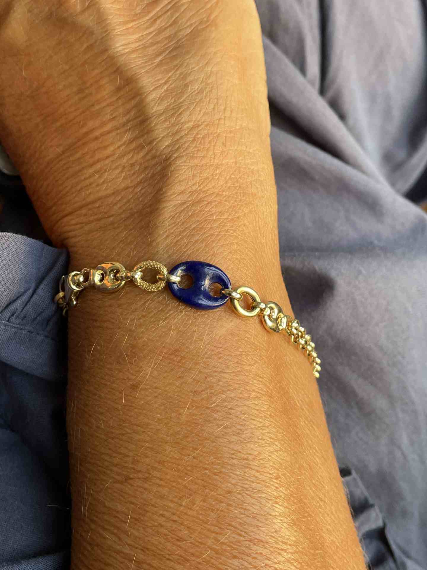 Pulsera ANGOULEME de oro amarillo de 18 ktes con lapislázuli