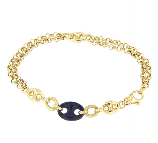 ANGOULEME bracelet in 18k yellow gold with lapis lazuli