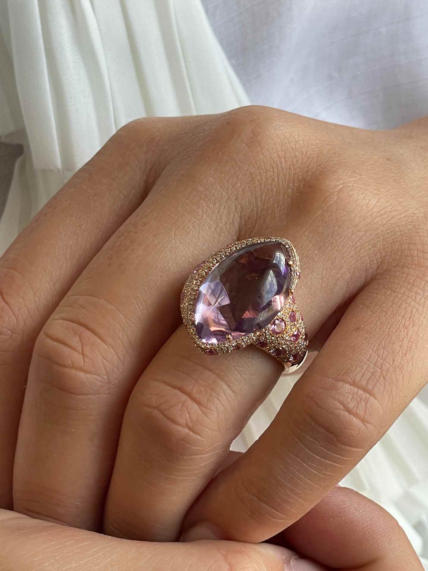 Anillo CASCAI oro rosa 18 kilates amatistas y brillantes
