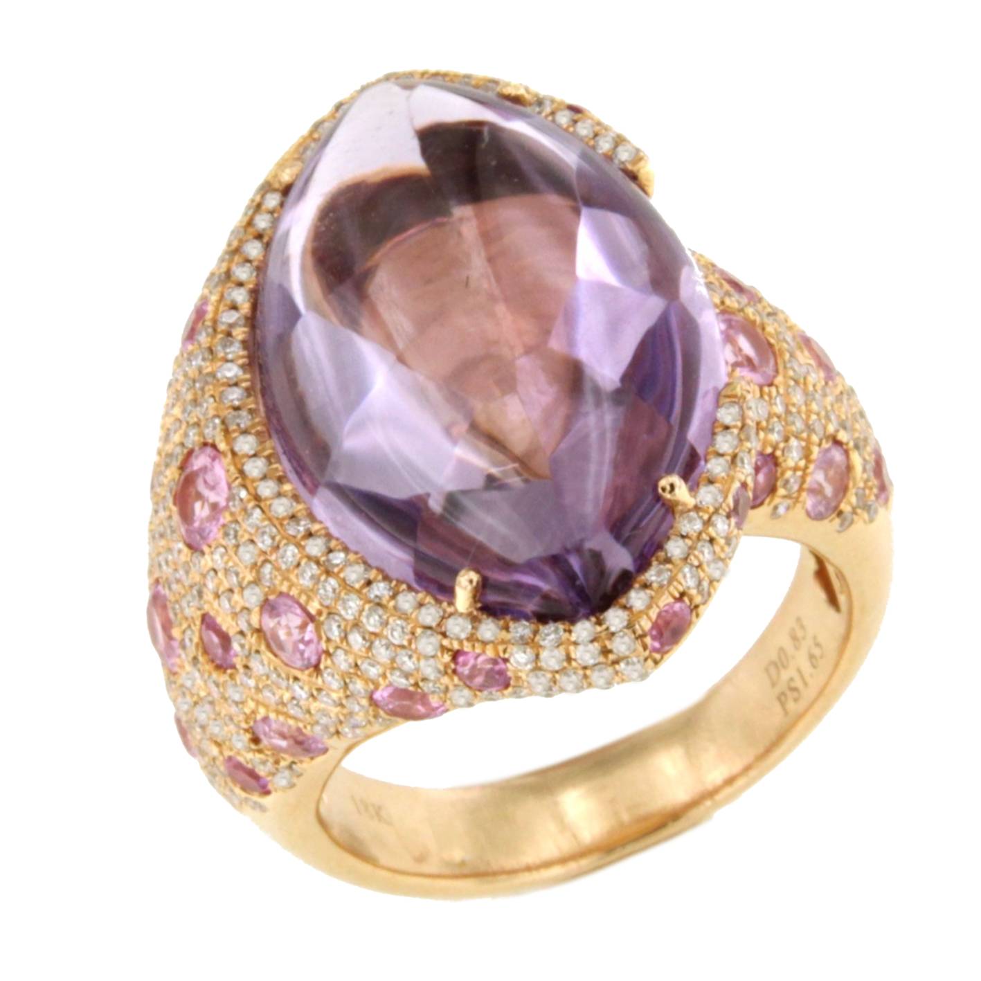 Anillo CASCAI oro rosa 18 kilates amatistas y brillantes