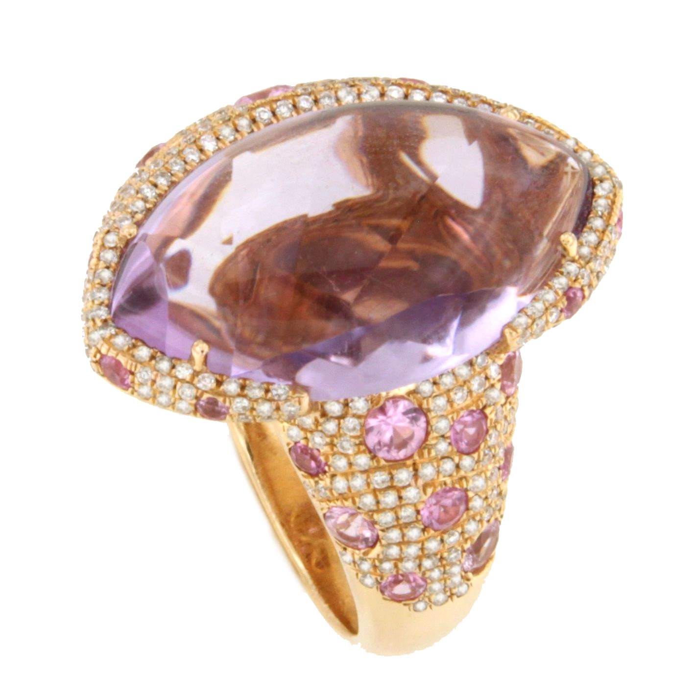 Anillo CASCAI oro rosa 18 kilates amatistas y brillantes