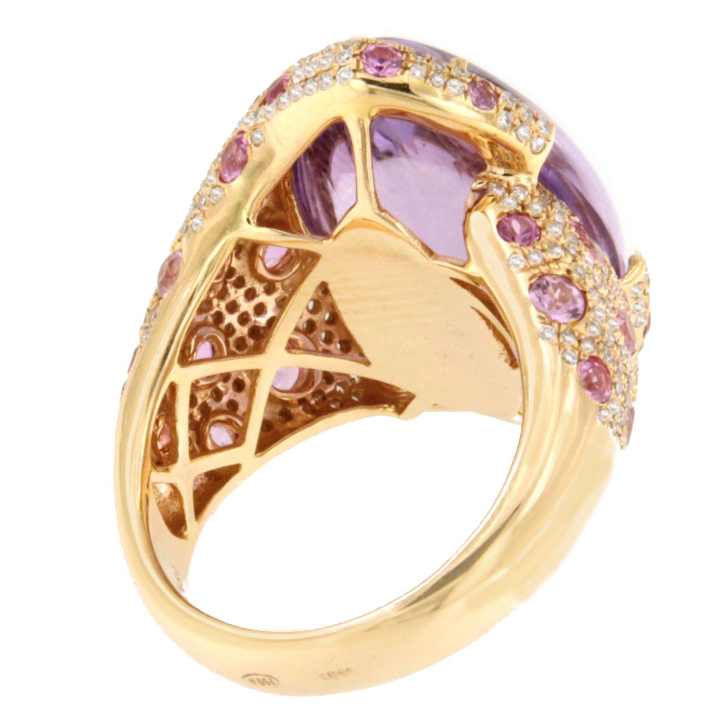 Anillo CASCAI oro rosa 18 kilates amatistas y brillantes