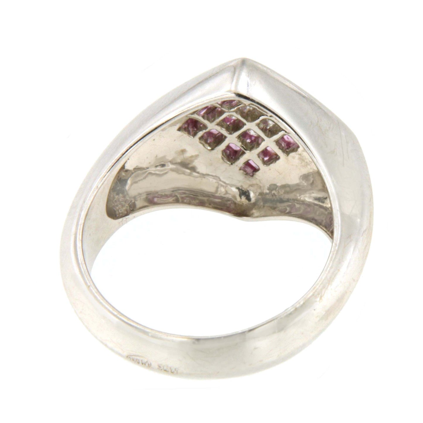 Anillo ARGANDA con princesas en zafiros y brillantes en oro blanco 18 kilates.