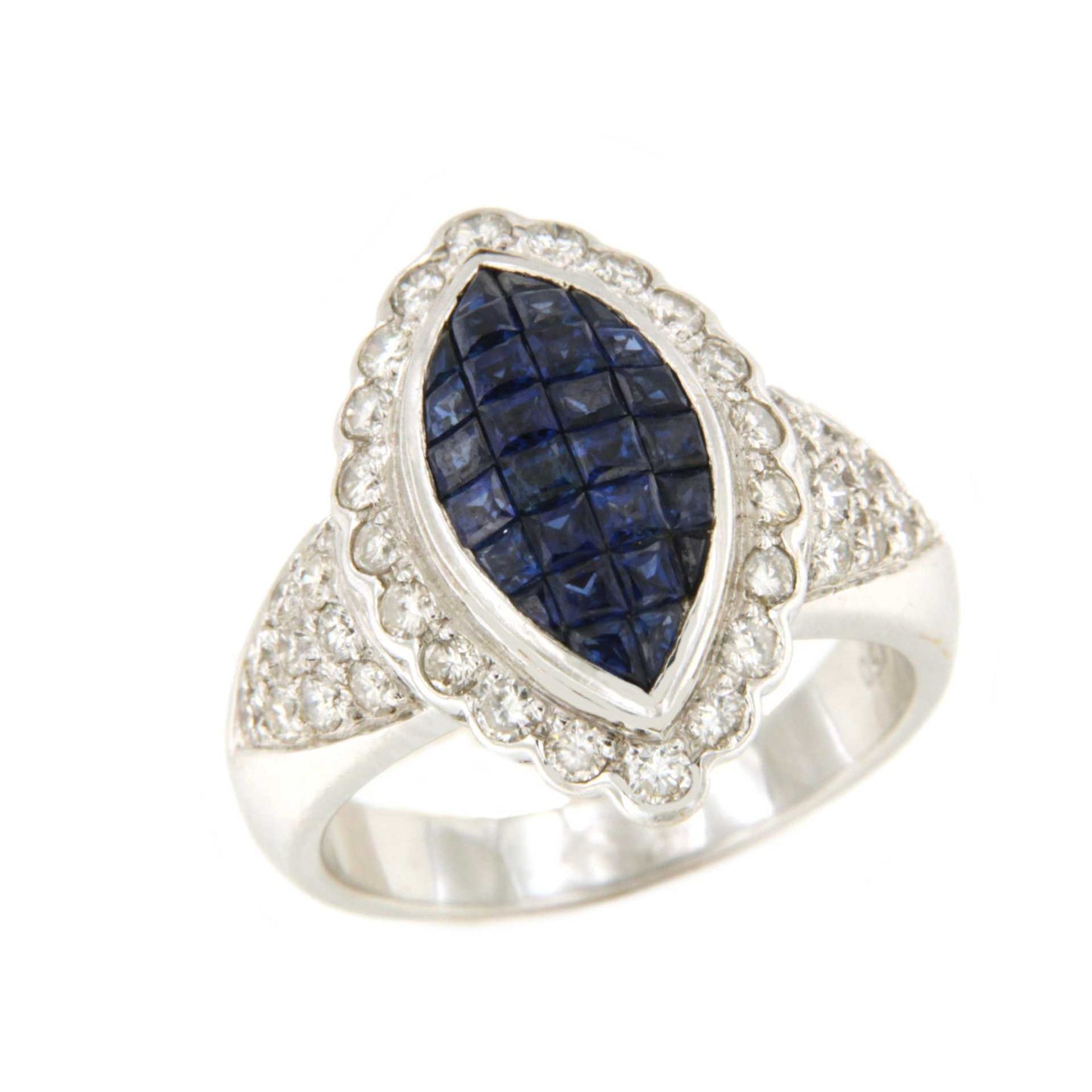 LEGANES ring in 18 karat white gold with sapphires and diamonds.