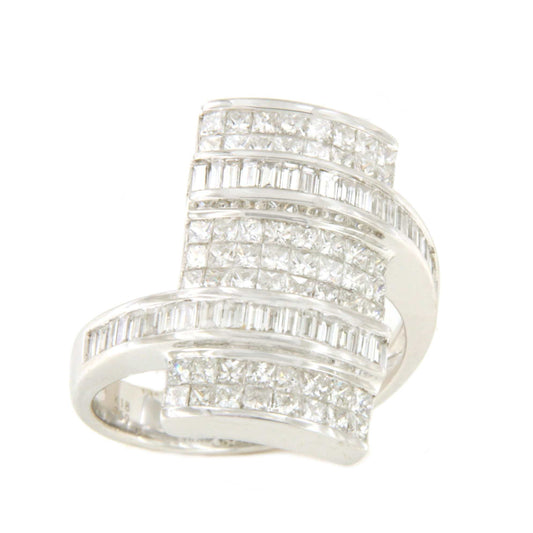 VALDEPRADO ring in 18k white gold with princesses and baguettes