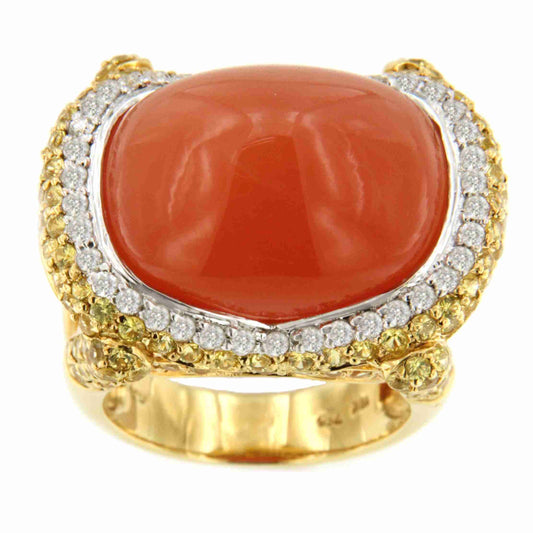 ANAYA orange opal ring with brilliant and yellow sapphires in 18k gold