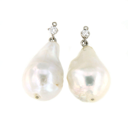 Oyster pair of Indonesian baroque cultured pearls 25X13