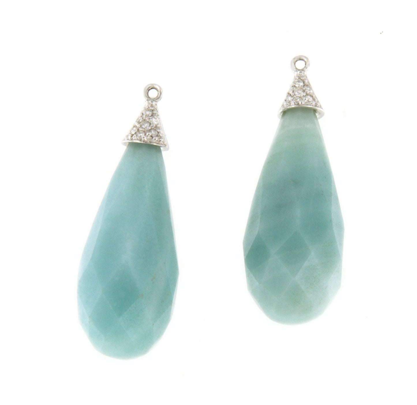 Perillas DECANTE de amazonite con casquilla de brillantes