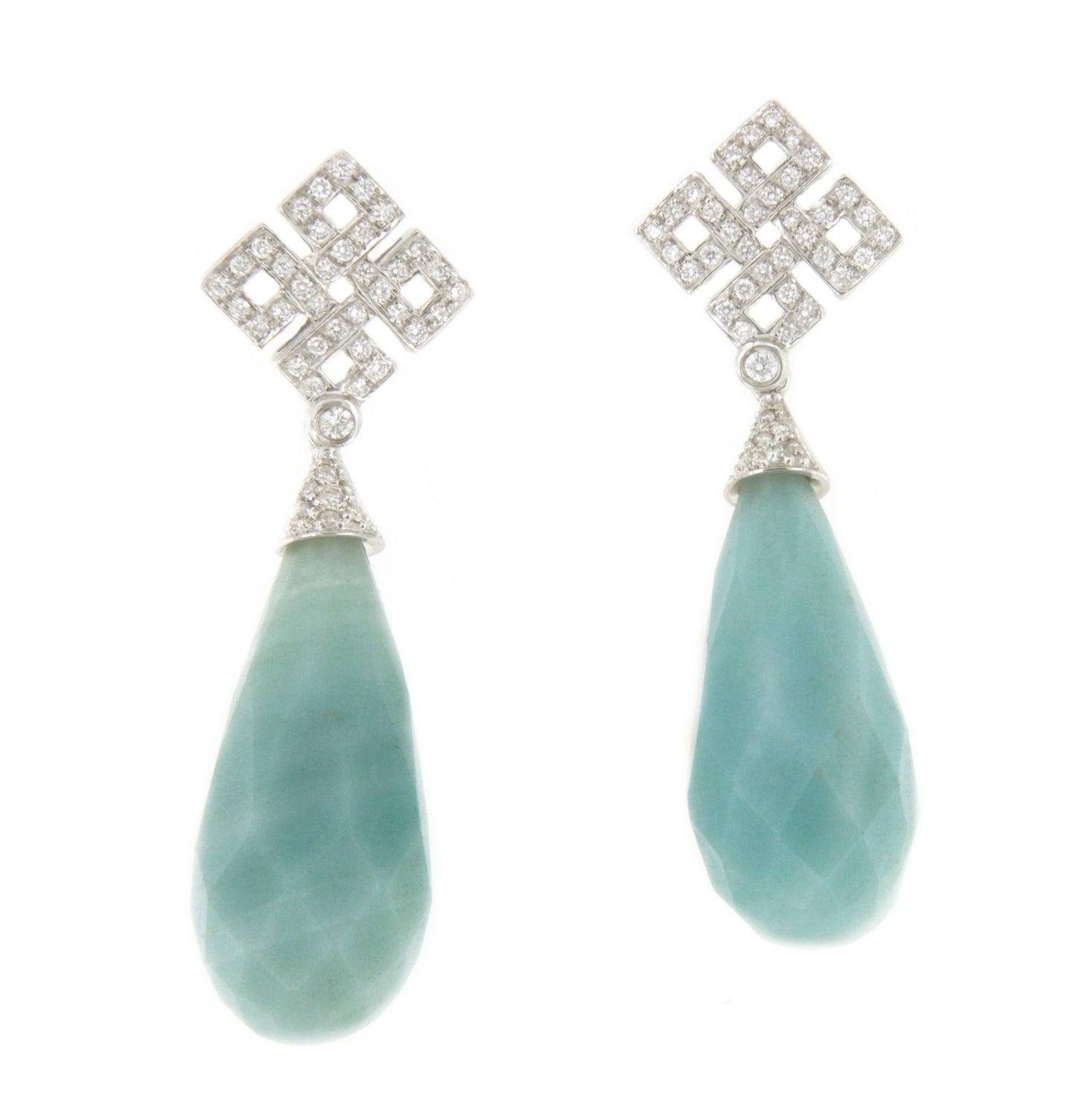 Perillas DECANTE de amazonite con casquilla de brillantes