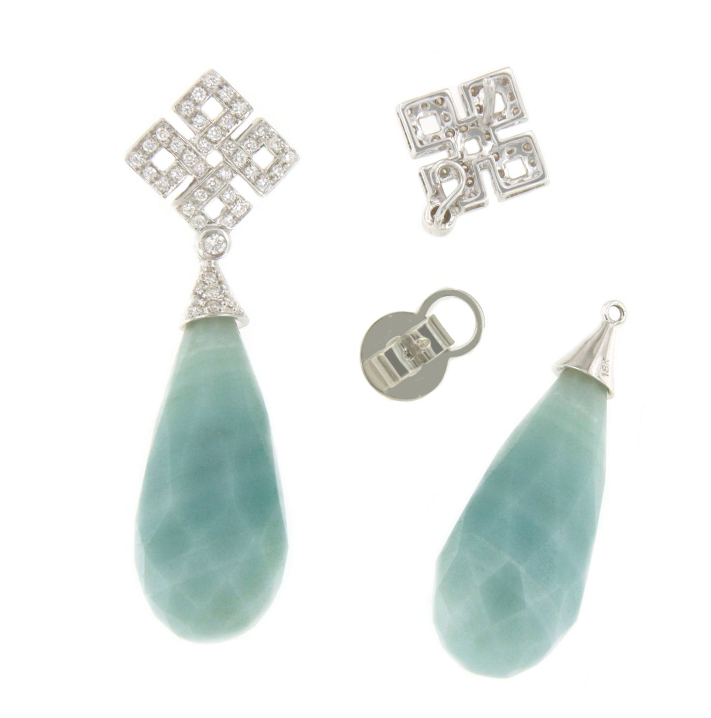 Perillas DECANTE de amazonite con casquilla de brillantes