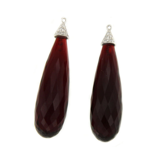 Attractive white gold knobs with red quartz and diamond cap