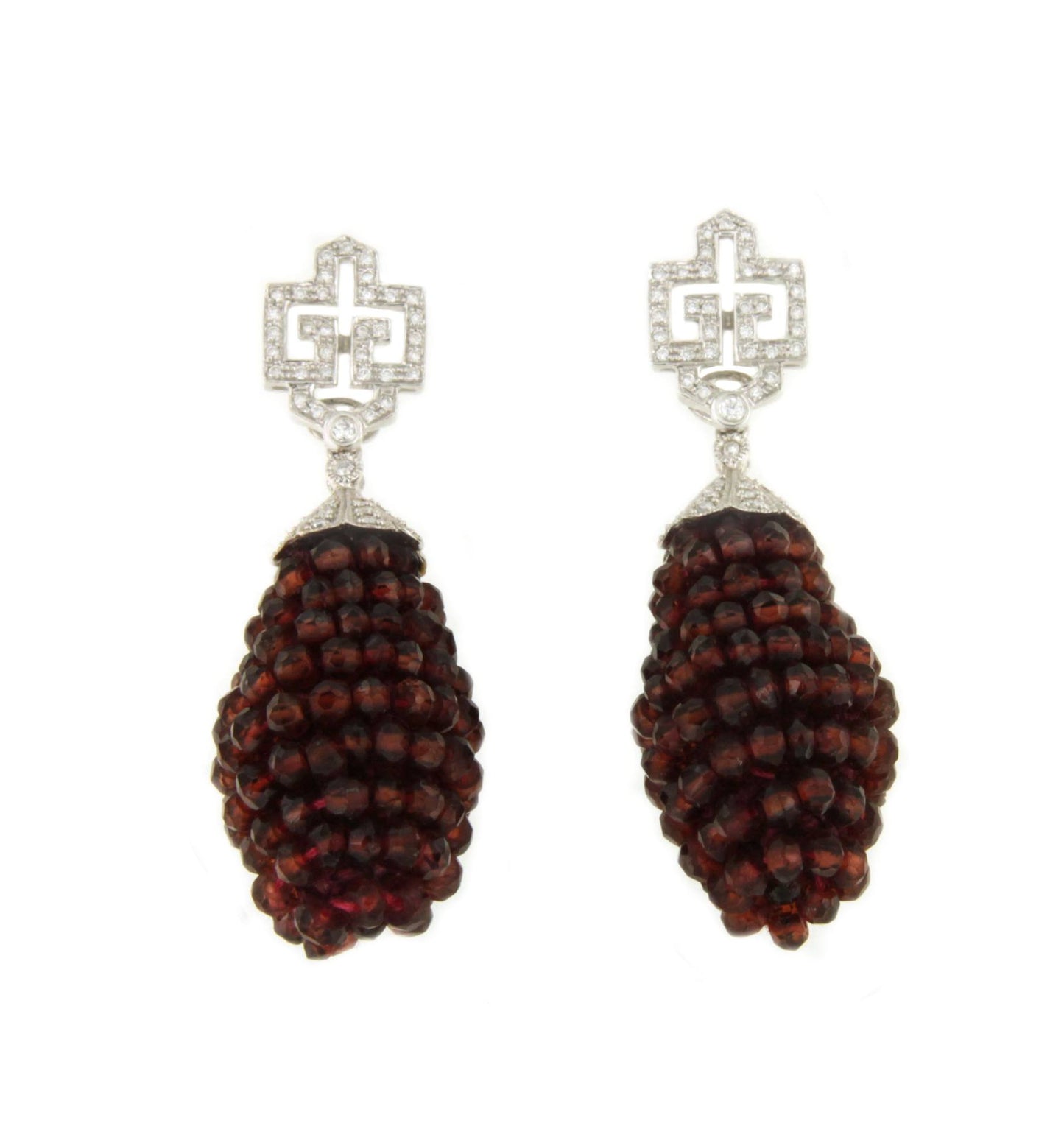 Perillas DUENDE, cuarzo rosa o labradorite con casquilla de brillantes