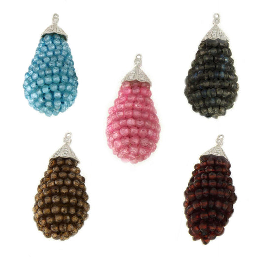 DUENDE knobs, rose quartz or labradorite with a diamond cap