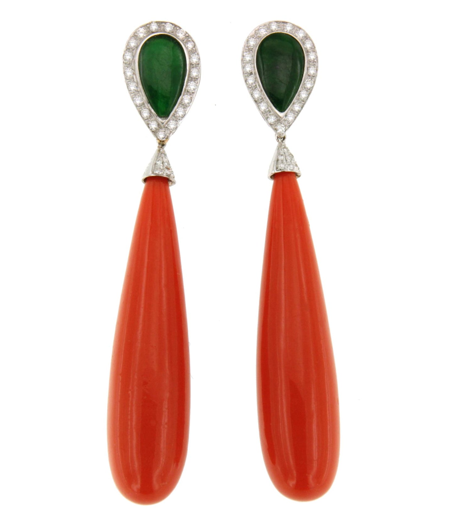 LUJAN earrings in 18k white gold with jade and diamonds