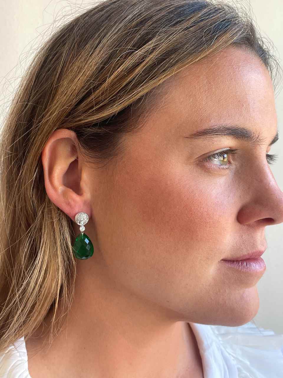 HINOJOS detachable earring in 18k white gold with diamonds