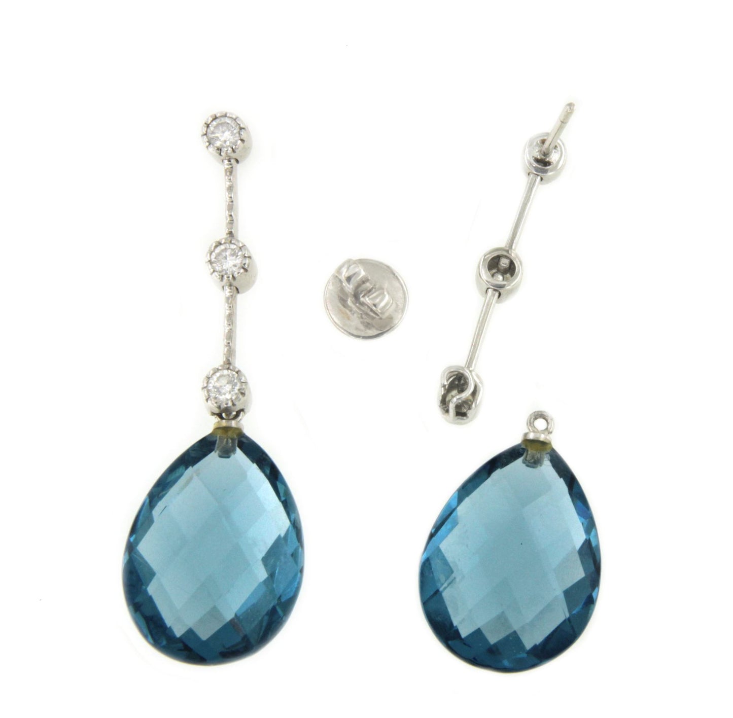 ACIERTO detachable earring in 18k white gold and row of diamonds