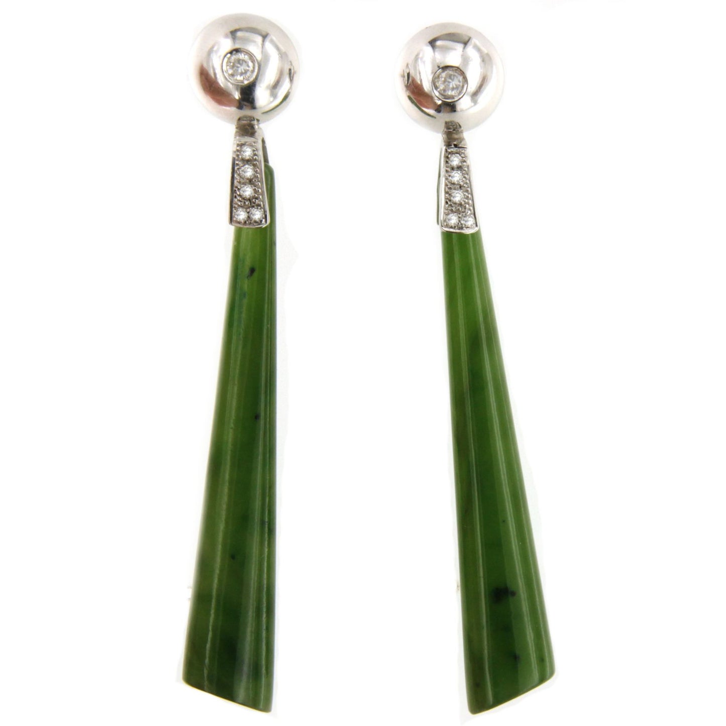 Detachable OCTOPUS earring in 18k white gold with diamonds and jade