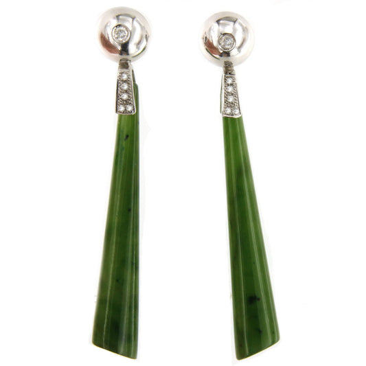 Detachable OCTOPUS earring in 18k white gold with diamonds and jade